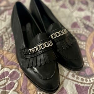Wide Fit Lola Leather Loafers with Chain Details